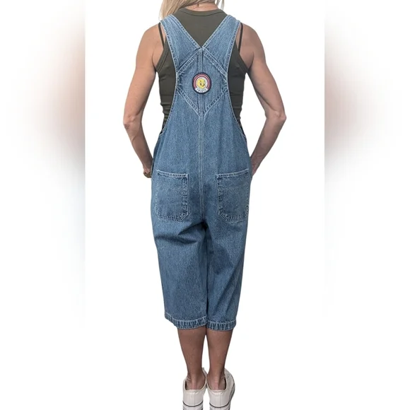 Vintage 2000 Looney Tunes Denim Overalls Bugs Bunny Embroidered Size L Overalls